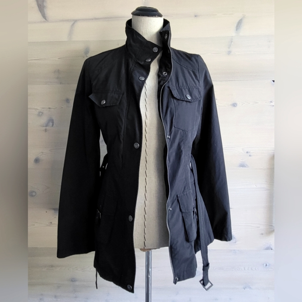 Merona Belted Military Parka Black size S - Picture 3 of 11